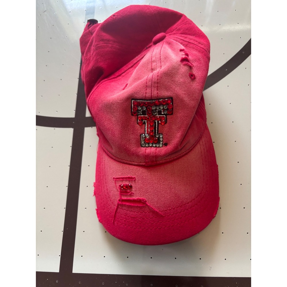 Rackhat Texas Tech Red Raiders Distressed Rhinestone Baseball Cap Hat Red RH 97